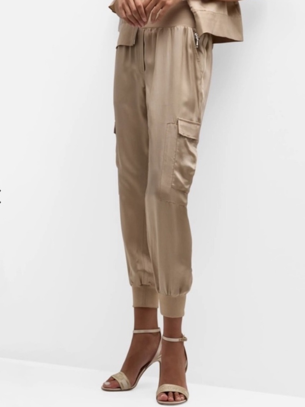 Cinq a Sept Giles Pant Size Large Khaki Tous Les Jours Neutral Joggers Cupro